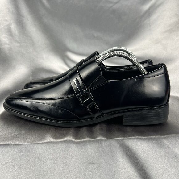 Stacy Adams Abram Men's 9.5W Moc Toe Slip On Black Leather Dress Shoes 20186-001 - Picture 10 of 17